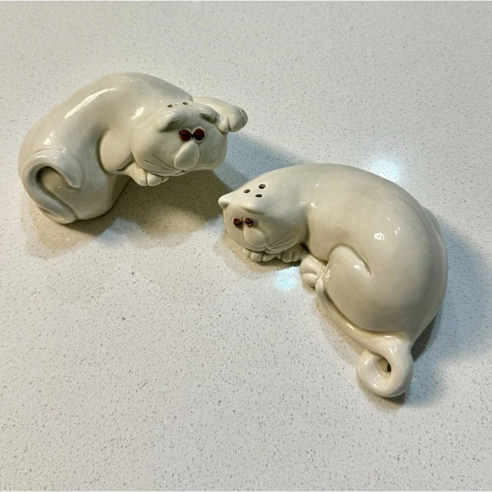 Vtg Fitz And Floyd Cat Nap Salt Pepper Shakers Sleeping‎ Kittens Ceramic